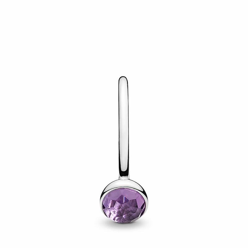 Pandora February Droplet Ring - Sterling Silver/Purple/Synthetic Amethyst - Canada | OU2648BX